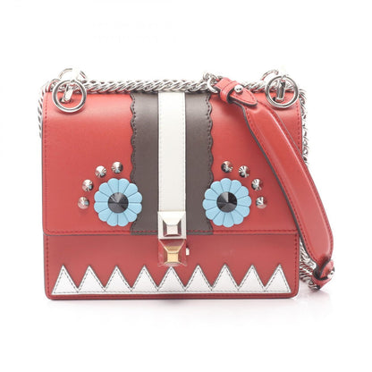 Fendi Shoulder Bag Mini Kan I Orange Brown Leather Mini Canai Studs Chain