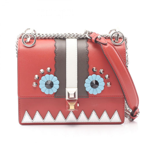 Fendi Shoulder Bag Mini Kan I Orange Brown Leather Mini Canai Studs Chain