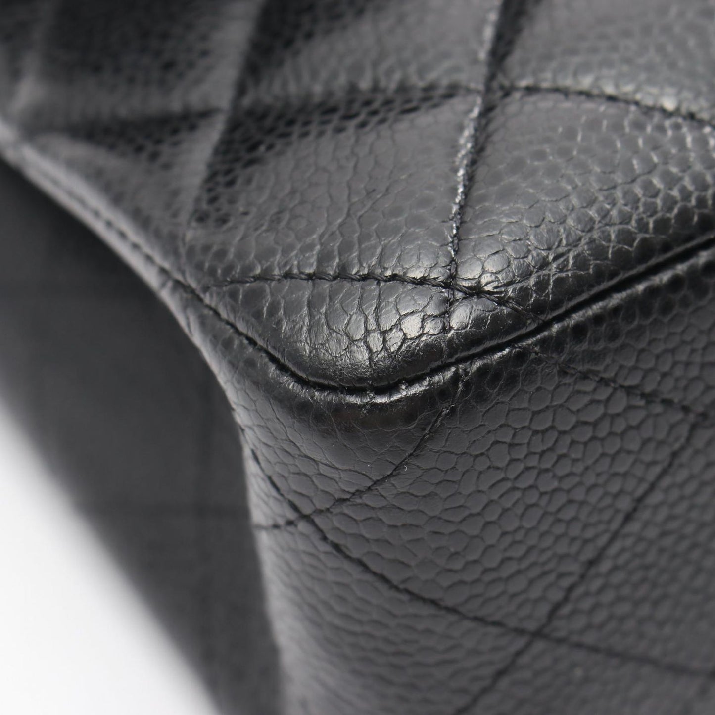 Chanel Shoulder Bag Quilted Double Flap Black Caviar Leather Chain — view 6