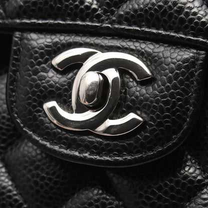 Chanel Shoulder Bag Quilted Double Flap Black Caviar Leather Chain — view 8
