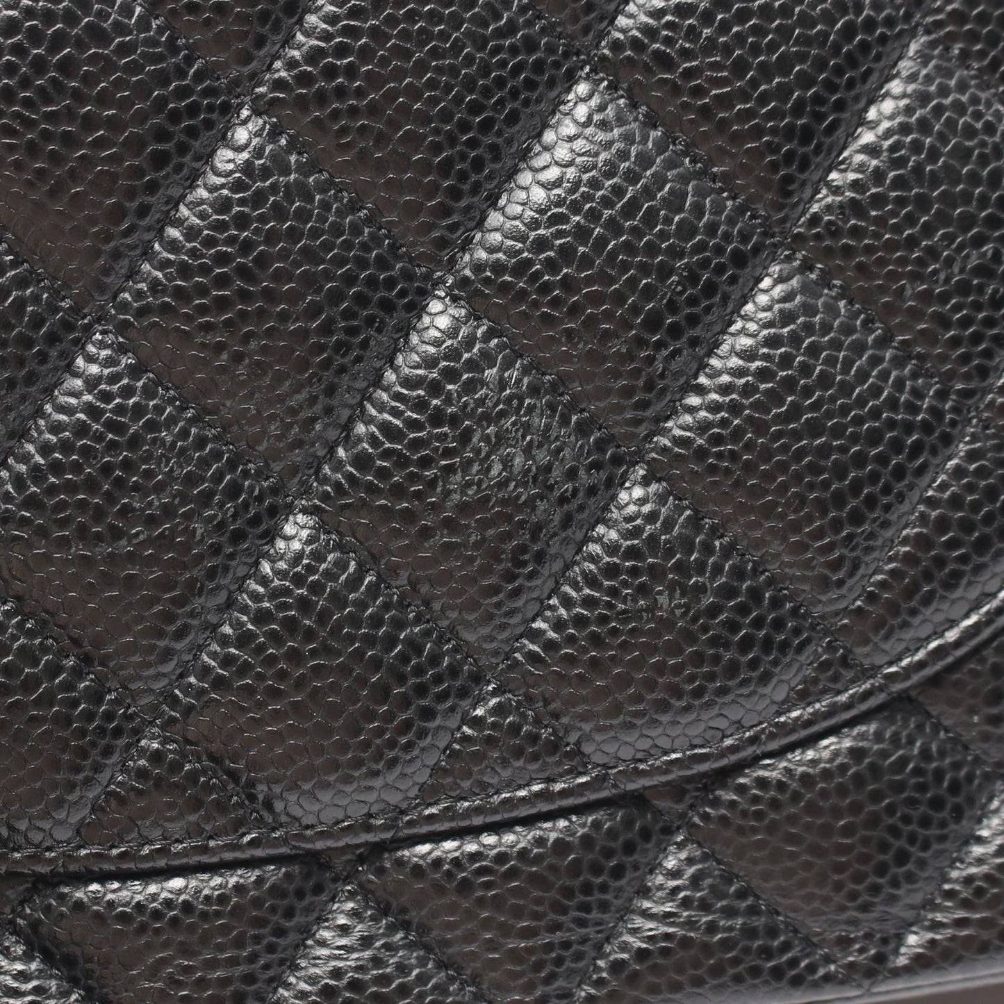 Chanel Shoulder Bag Quilted Double Flap Black Caviar Leather Chain — view 7