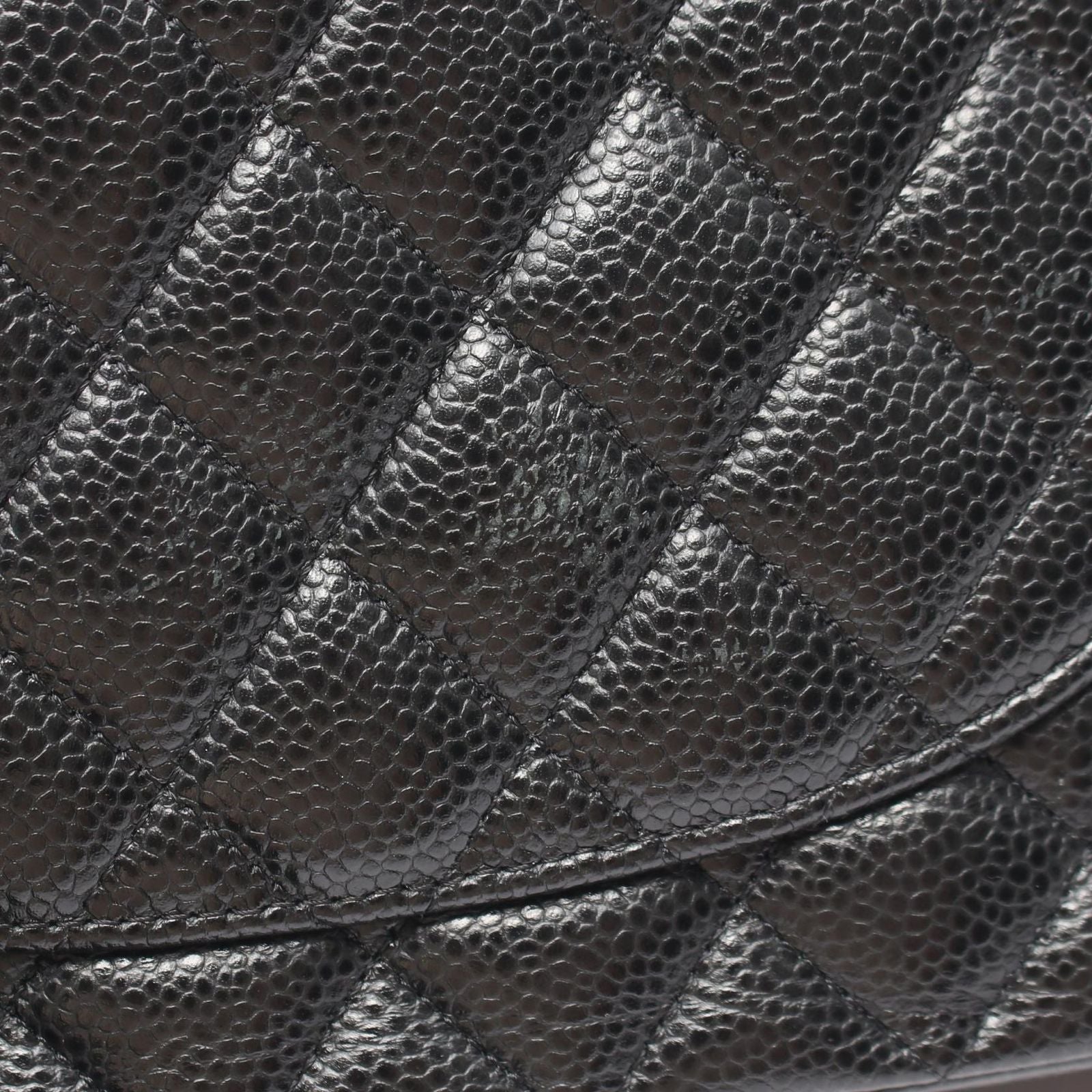 Chanel Shoulder Bag Quilted Double Flap Black Caviar Leather Chain — view 7