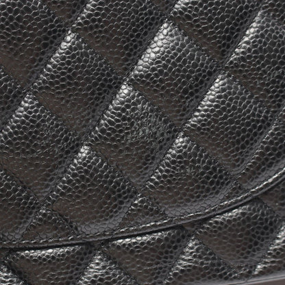 Chanel Shoulder Bag Quilted Double Flap Black Caviar Leather Chain — view 7