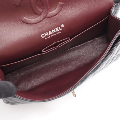 Chanel Shoulder Bag Quilted Double Flap Black Caviar Leather Chain — view 3