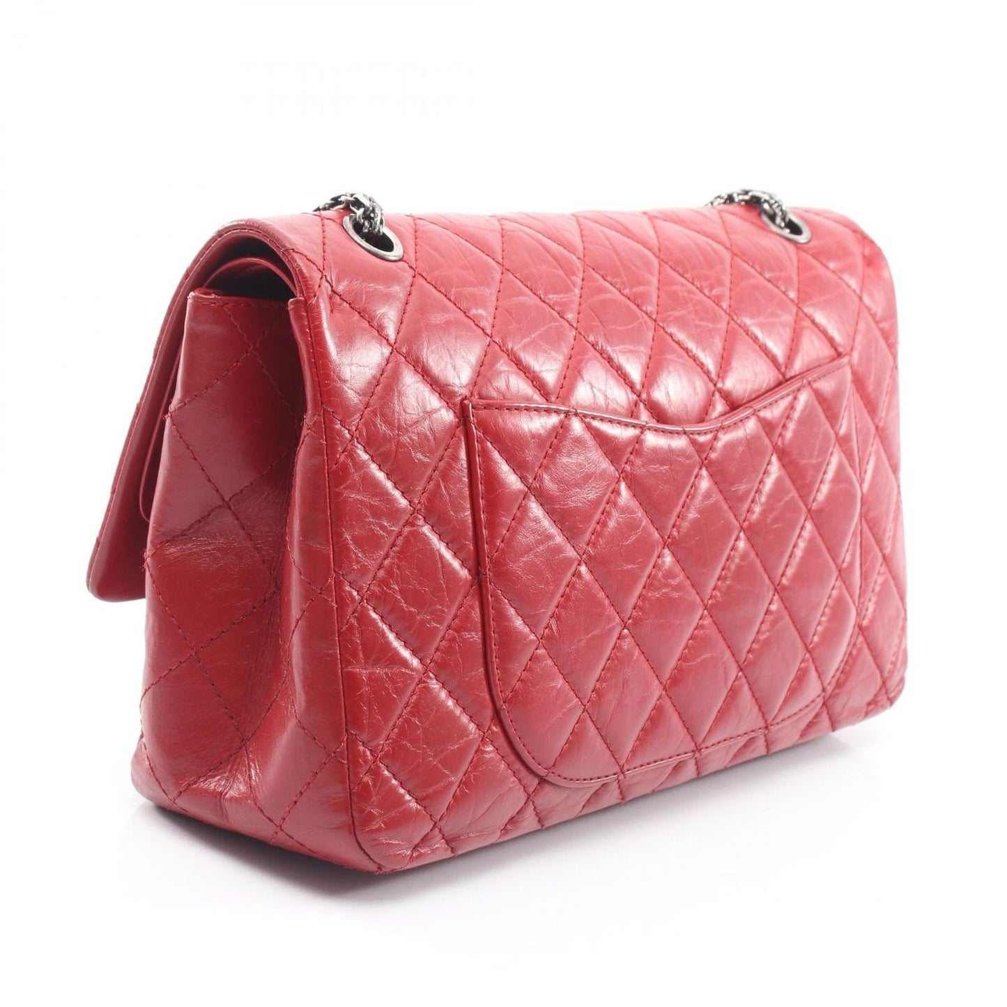 Chanel Shoulder Bag 2.55 Quilted Maxi Double Flap Antique Silver Red Calf — view 2