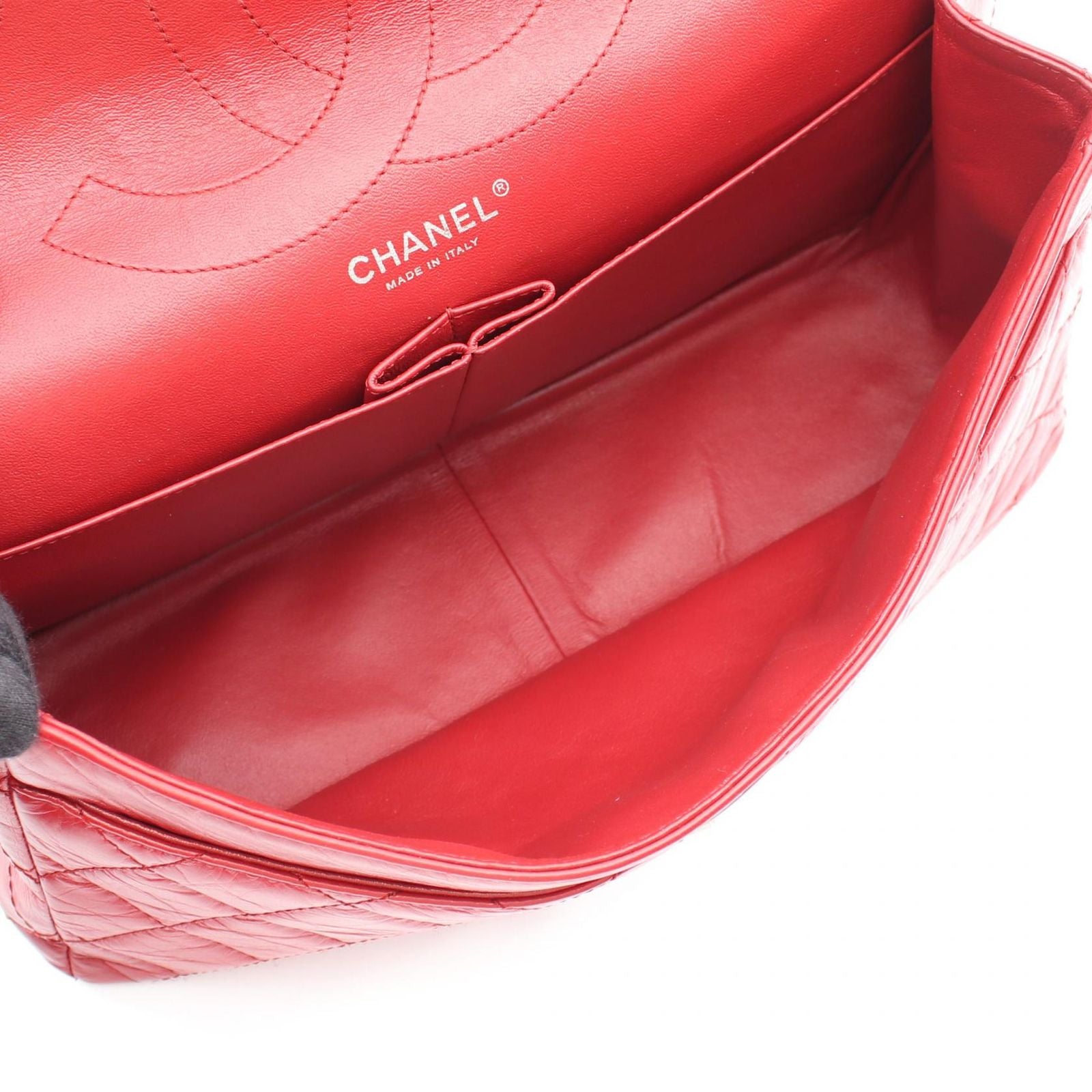 Chanel Shoulder Bag 2.55 Quilted Maxi Double Flap Antique Silver Red Calf — view 3