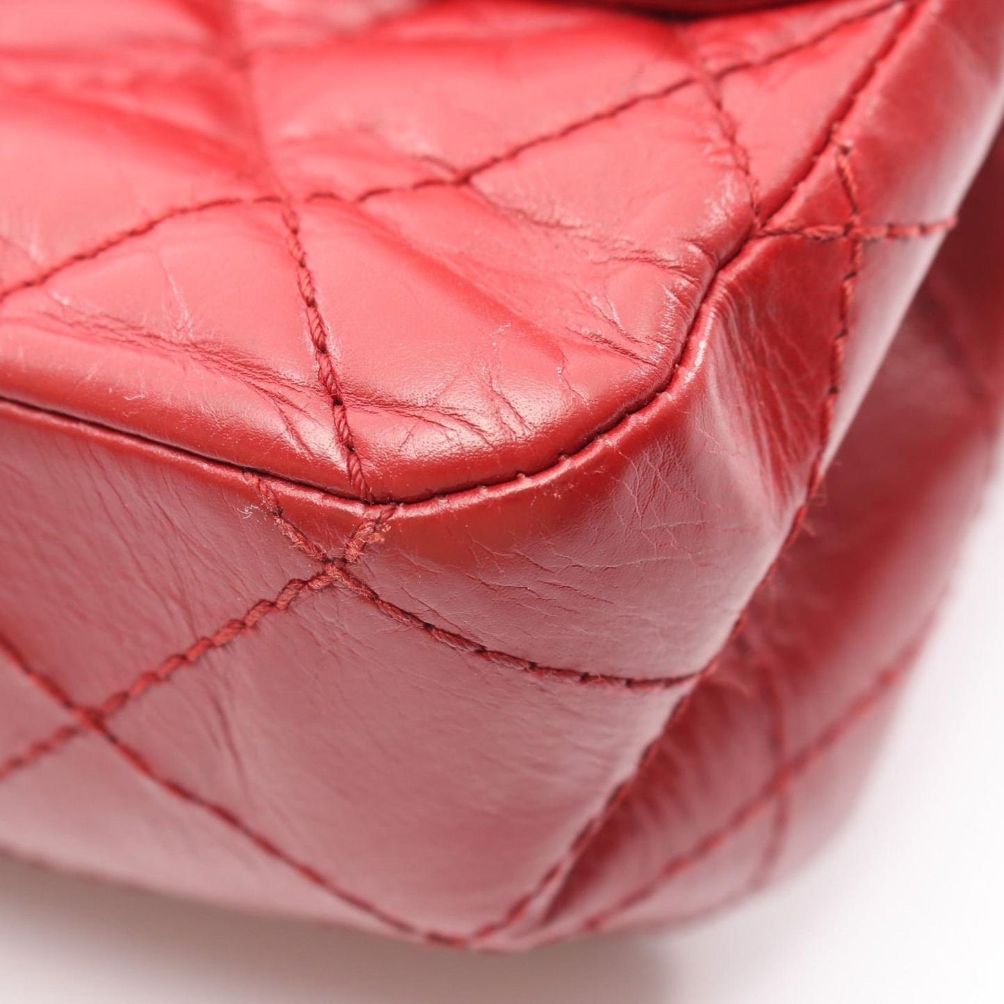 Chanel Shoulder Bag 2.55 Quilted Maxi Double Flap Antique Silver Red Calf — view 8