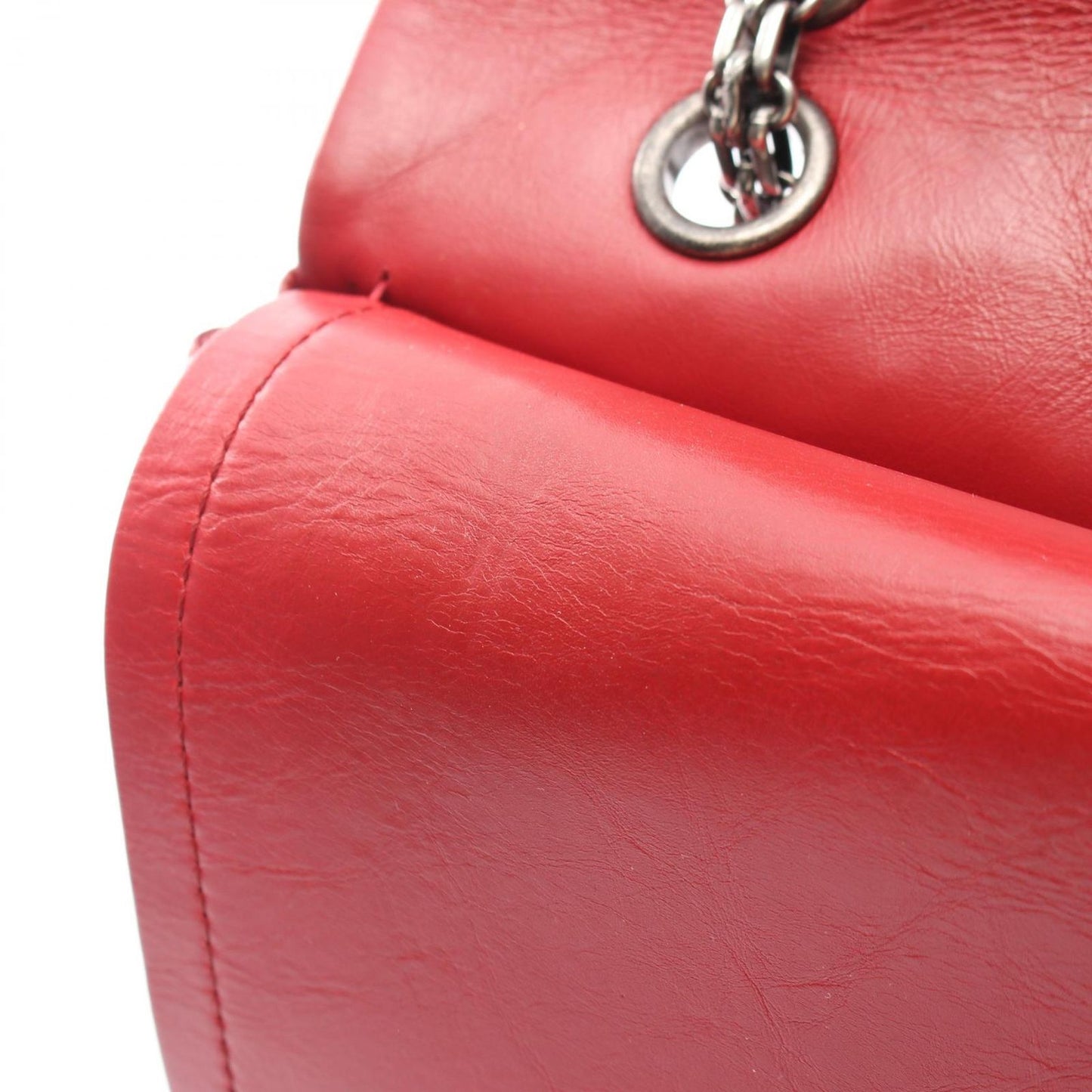 Chanel Shoulder Bag 2.55 Quilted Maxi Double Flap Antique Silver Red Calf — view 6
