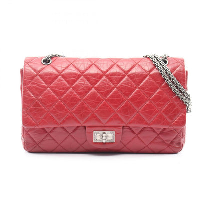 Chanel Shoulder Bag 2.55 Quilted Maxi Double Flap Antique Silver Red Calf
