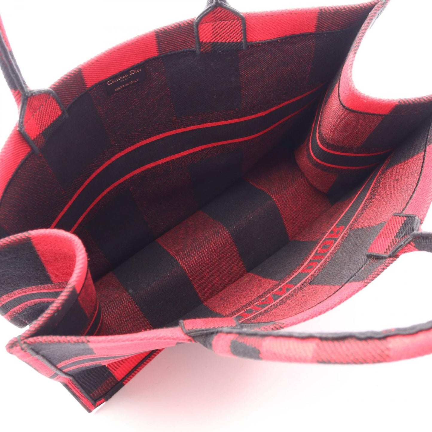 Dior Tote Book Large Red Black Canvas — view 3