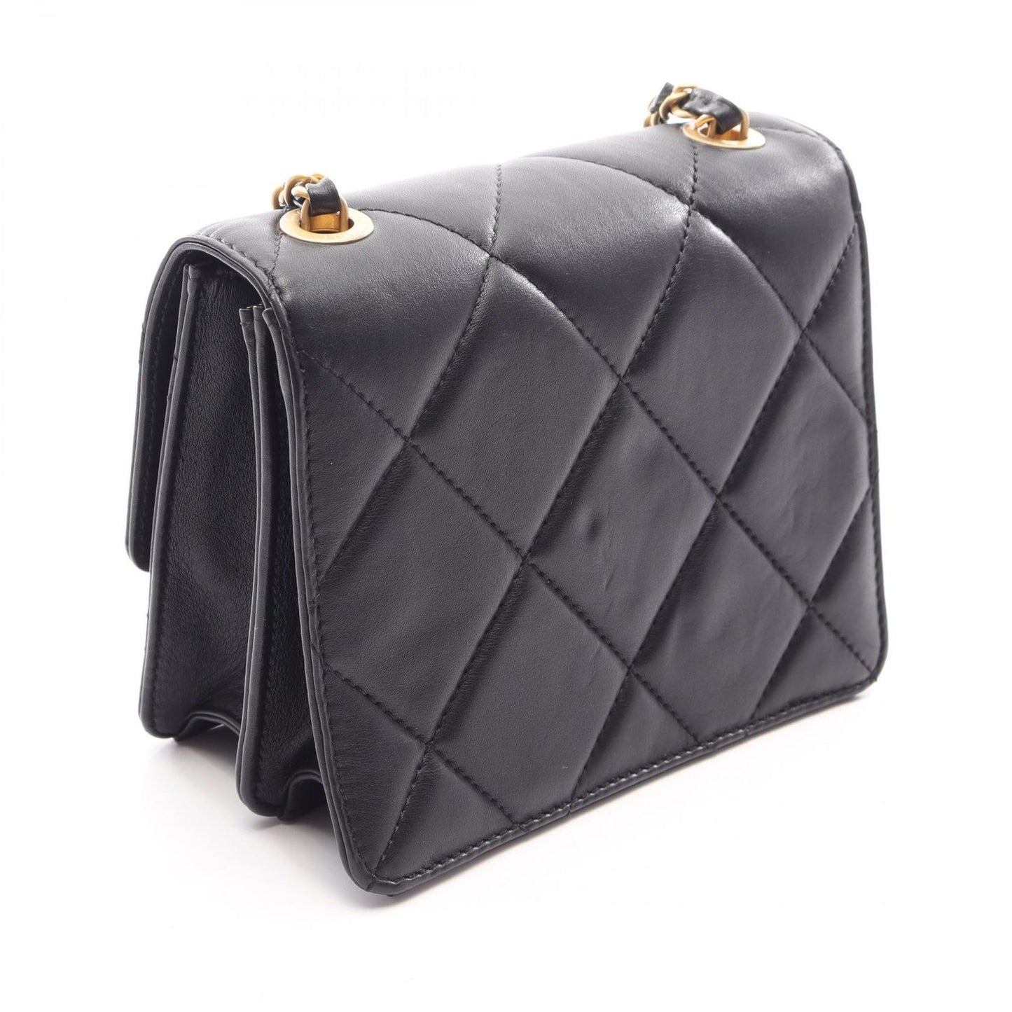 Chanel Shoulder Bag Quilted Mini Black Lambskin Chain — view 2