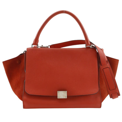 Celine 2-Way Shoulder Leather Orange Handbag