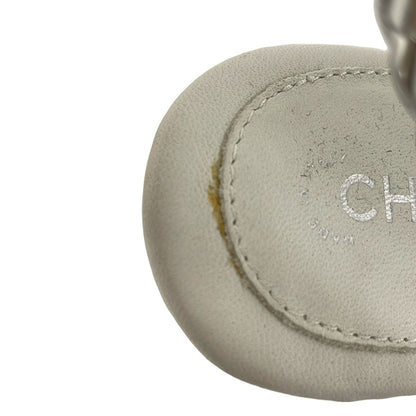 Chanel Sandals 35.5 C Silver White Braided Wedge Sole Leather — view 7