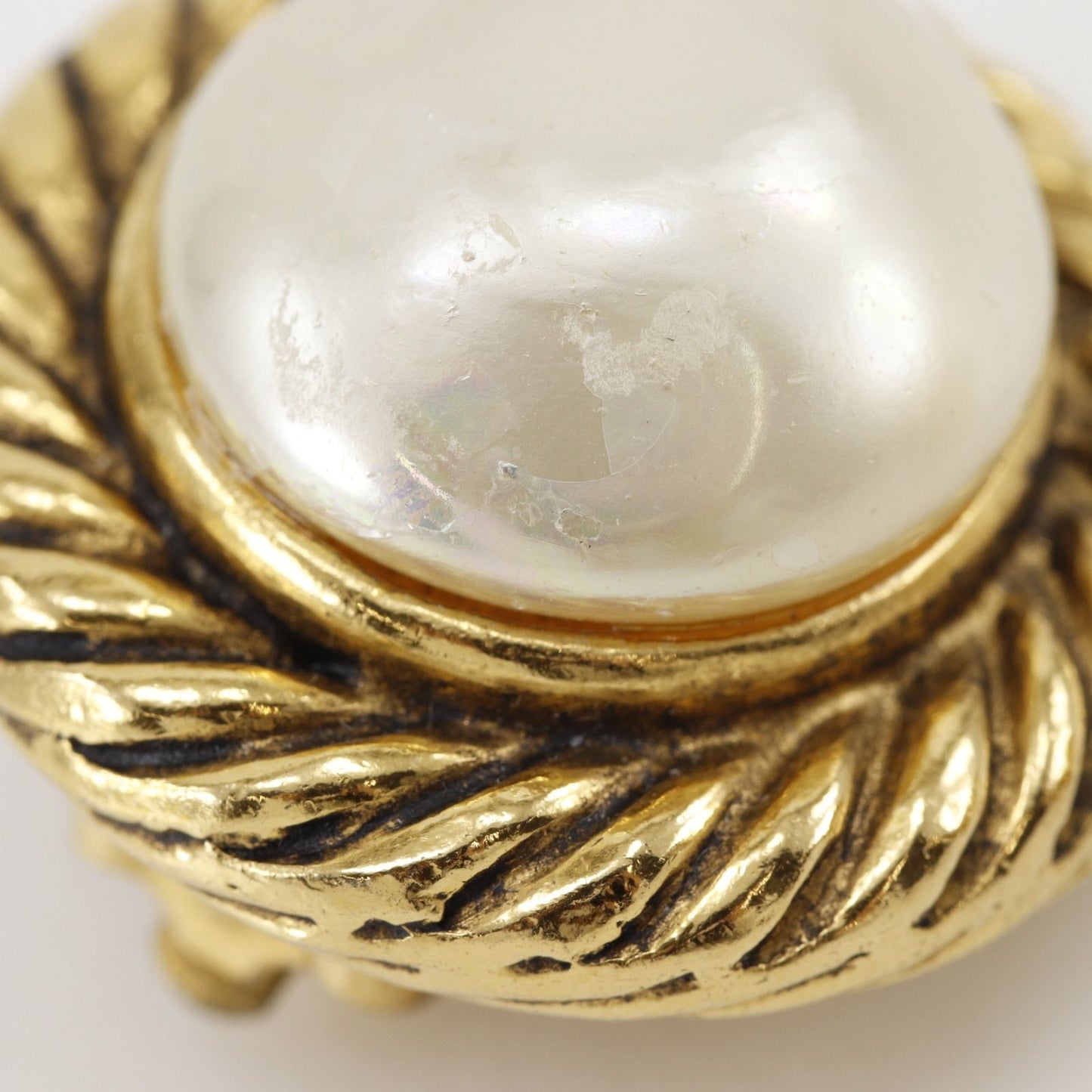 Chanel Vintage Gold Plated Faux Pearl Earrings — view 9