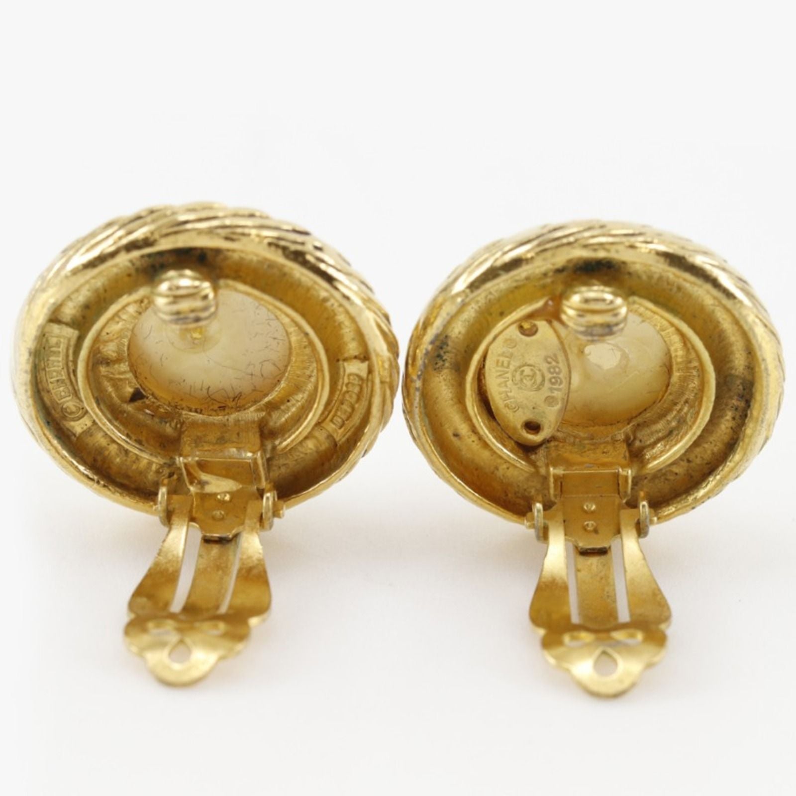 Chanel Vintage Gold Plated Faux Pearl Earrings — view 4
