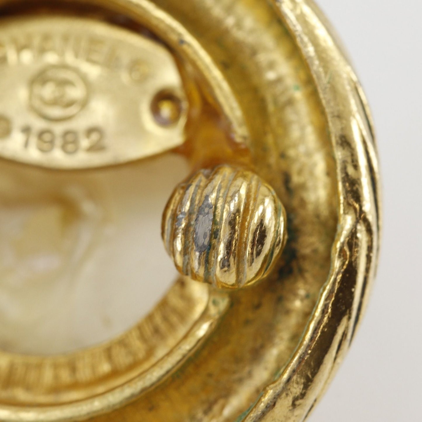 Chanel Vintage Gold Plated Faux Pearl Earrings — view 8