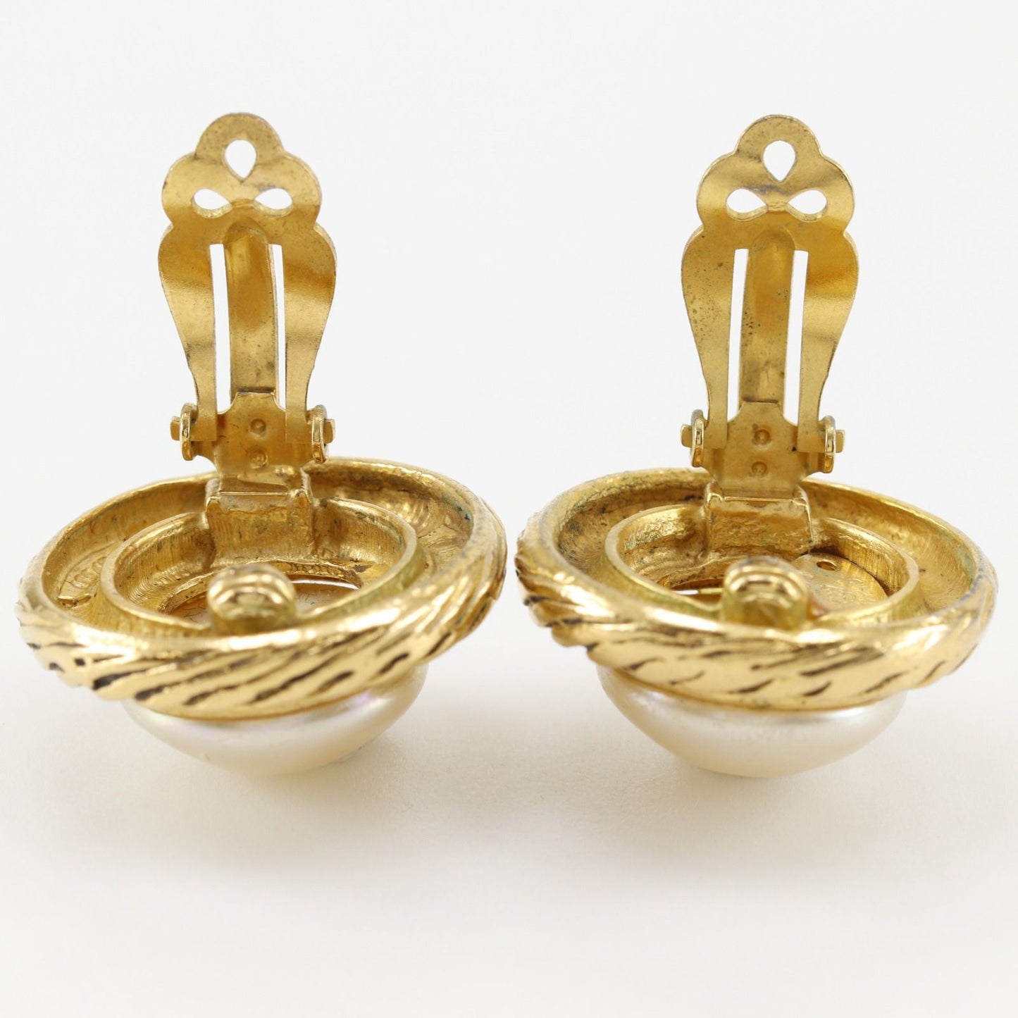 Chanel Vintage Gold Plated Faux Pearl Earrings — view 5