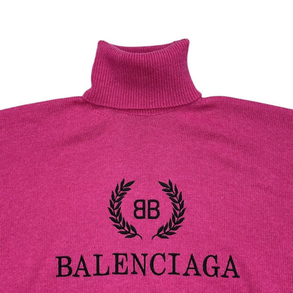 Balenciaga Sweater Turtleneck Knit XS Logo Wool Cashmere Pink Black — view 3