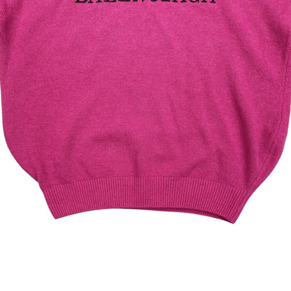 Balenciaga Sweater Turtleneck Knit XS Logo Wool Cashmere Pink Black — view 4