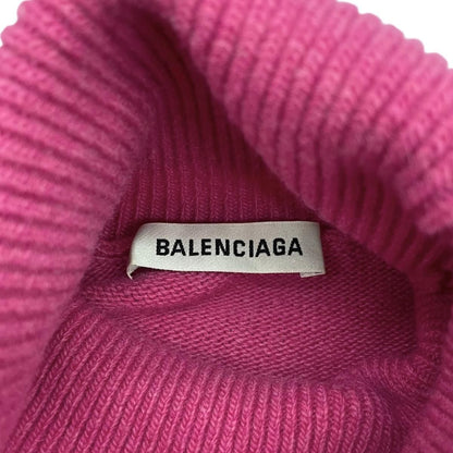Balenciaga Sweater Turtleneck Knit XS Logo Wool Cashmere Pink Black — view 9