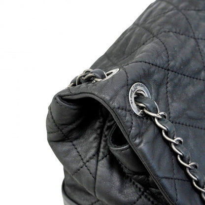 Chanel Sale Shoulder Bag Quilted Leather Black Silver — view 9