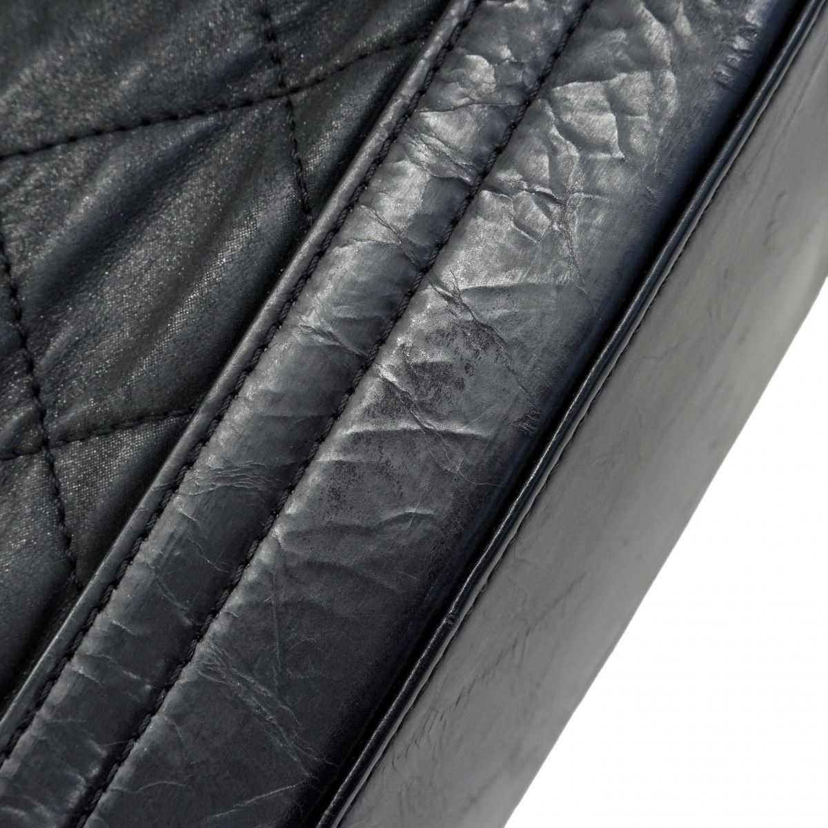 Chanel Sale Shoulder Bag Quilted Leather Black Silver — view 7