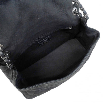 Chanel Sale Shoulder Bag Quilted Leather Black Silver — view 4