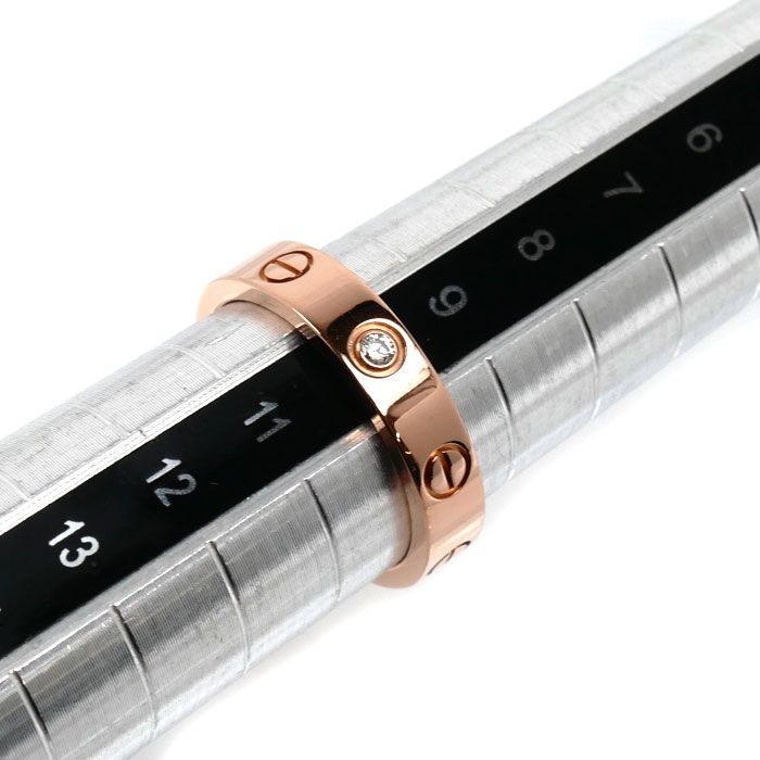 Cartier 18k Pink Gold Mini Love Diamond Ring — view 6
