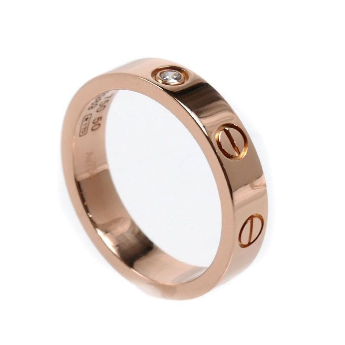 Cartier 18k Pink Gold Mini Love Diamond Ring — view 2