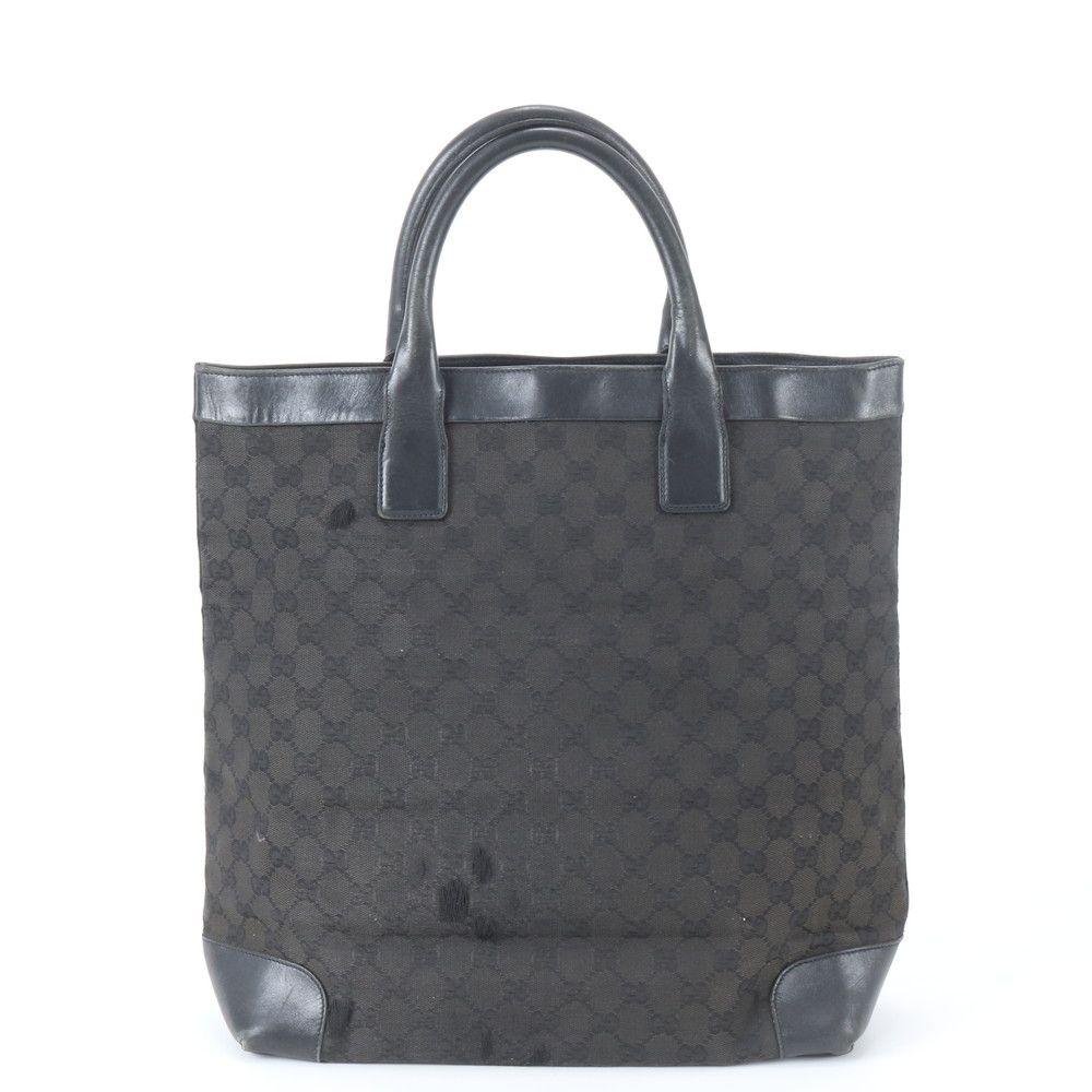Gucci GG Canvas 002 Leather Tote Shoulder Business Black — view 3