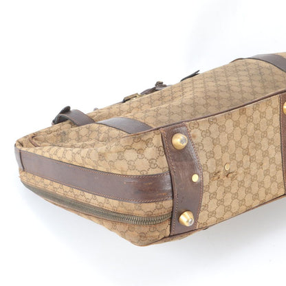 Gucci GG Canvas Leather Boston Bag Business Travel Tote Carry Brown — view 4