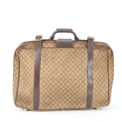 Gucci GG Canvas Leather Boston Bag Business Travel Tote Carry Brown — view 3