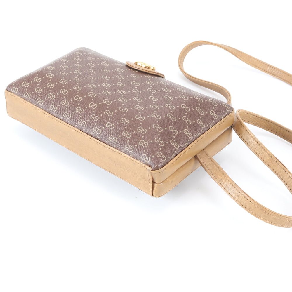 Gucci Vintage Micro GG Leather Clutch Hand Second Shoulder Brown — view 4