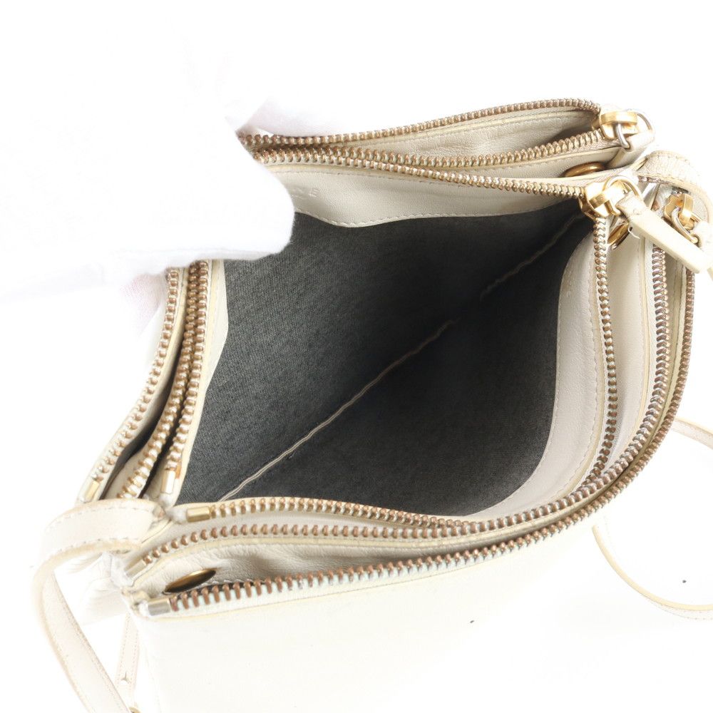 Celine Trio Crossbody Ivory Leather Shoulder Bag — view 8