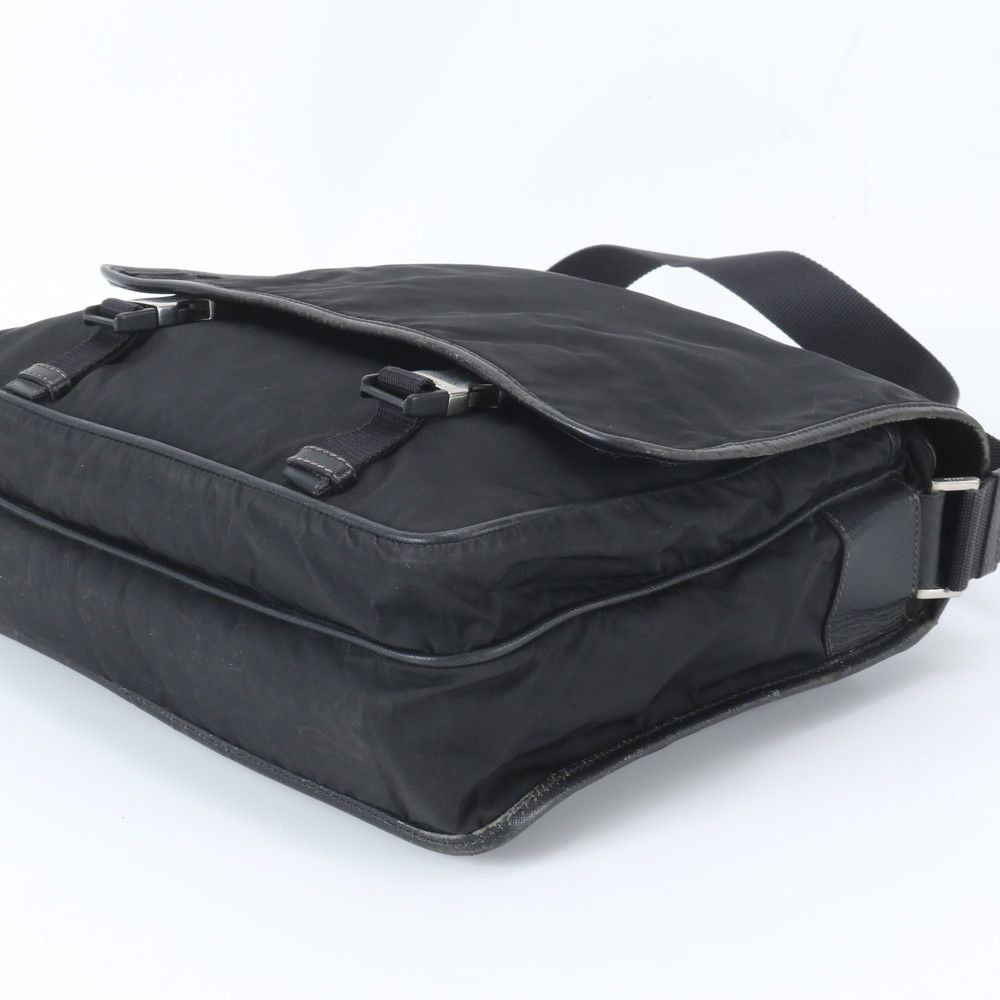 Prada Tessuto Nylon Saffiano Leather Shoulder Bag Crossbody Messenger Black — view 6