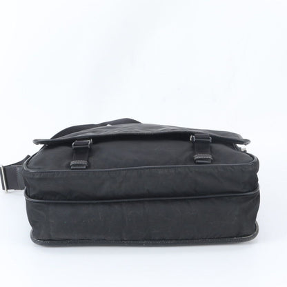 Prada Tessuto Nylon Saffiano Leather Shoulder Bag Crossbody Messenger Black — view 5