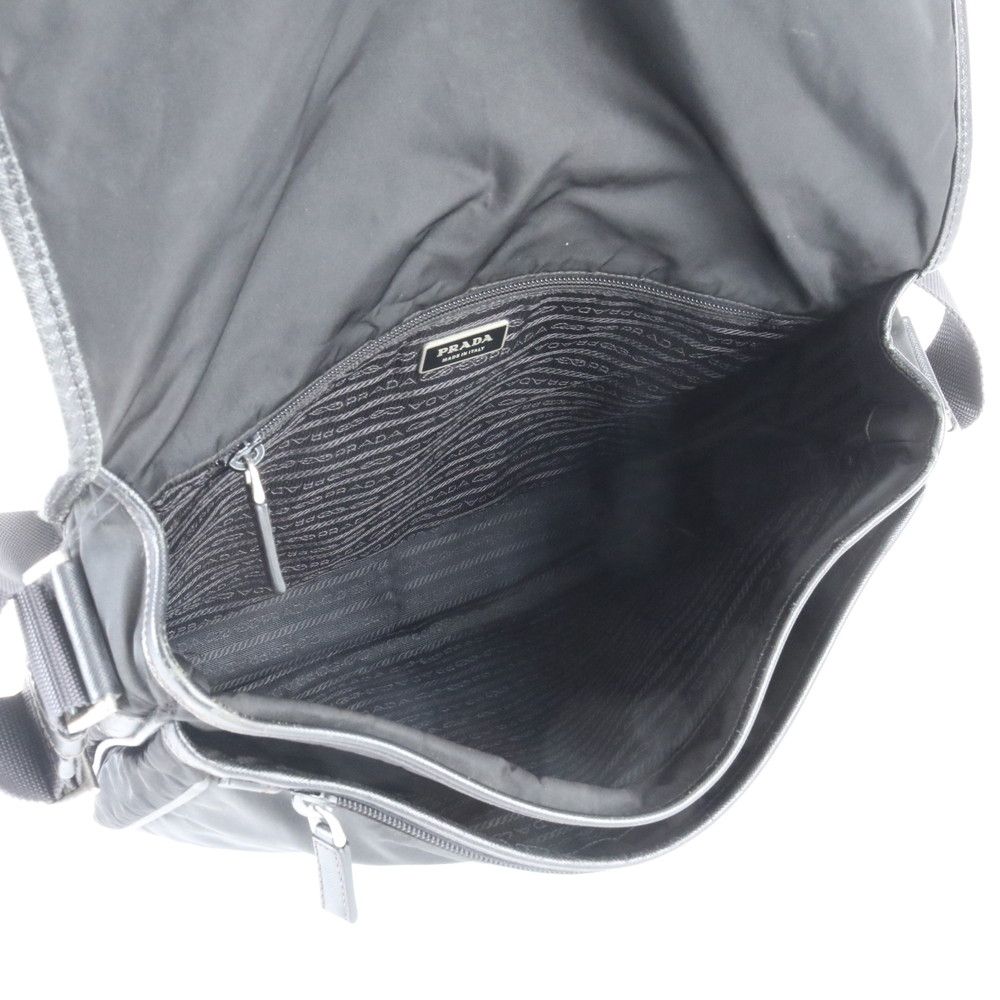 Prada Tessuto Nylon Saffiano Leather Shoulder Bag Crossbody Messenger Black — view 7