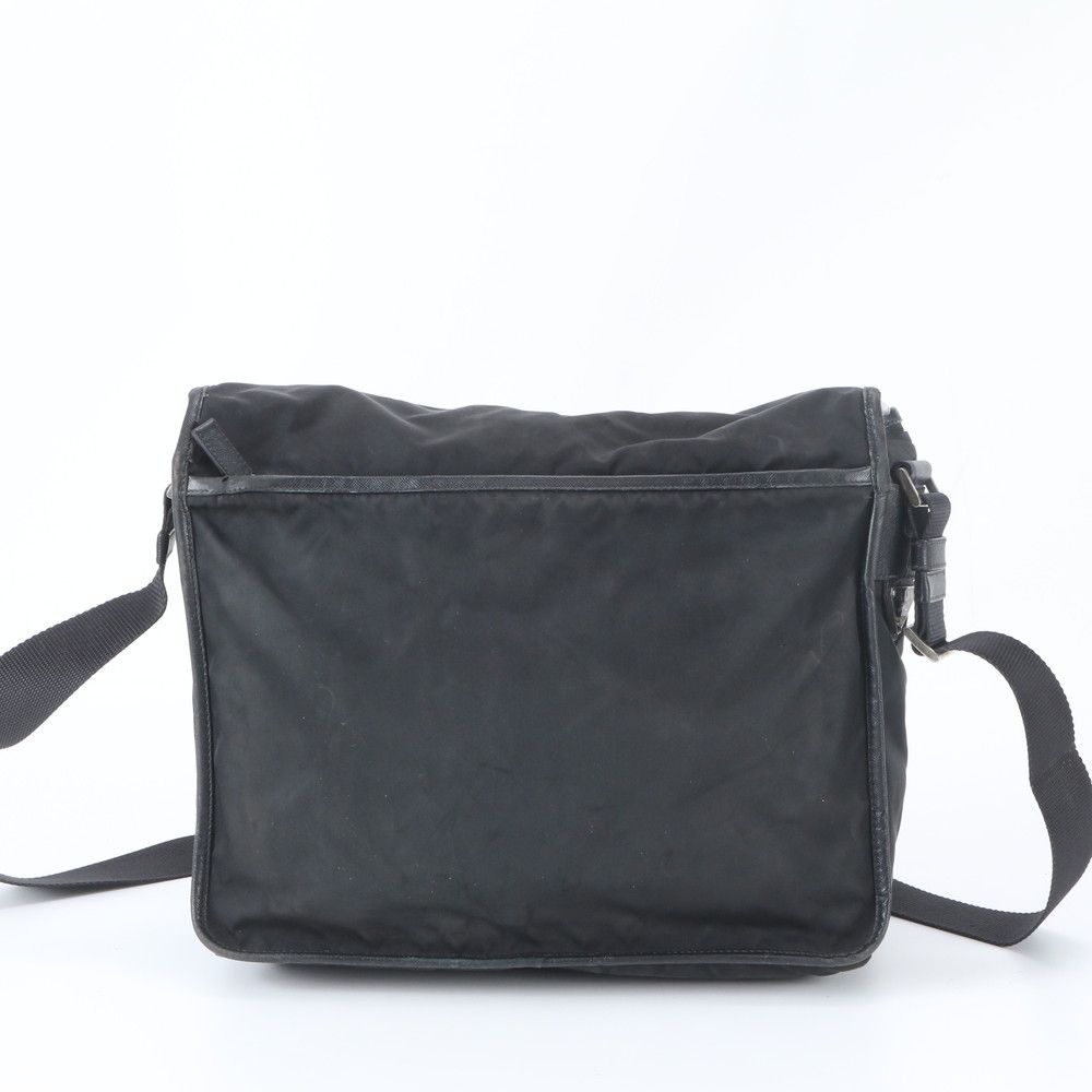Prada Tessuto Nylon Saffiano Leather Shoulder Bag Crossbody Messenger Black — view 3