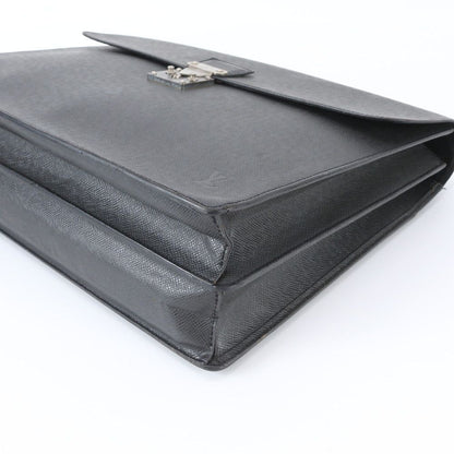 Louis Vuitton Taiga Moscova Leather Business Document Briefcase Tote Black — view 5
