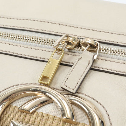 Gucci Interlocking Leather Boston Bag Travel Business Tote Gold — view 9