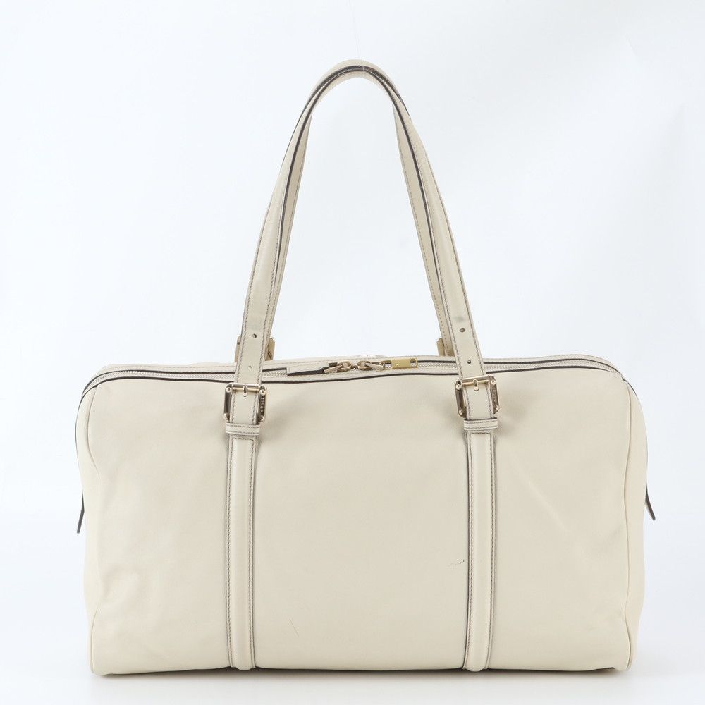 Gucci Interlocking Leather Boston Bag Travel Business Tote Gold — view 3