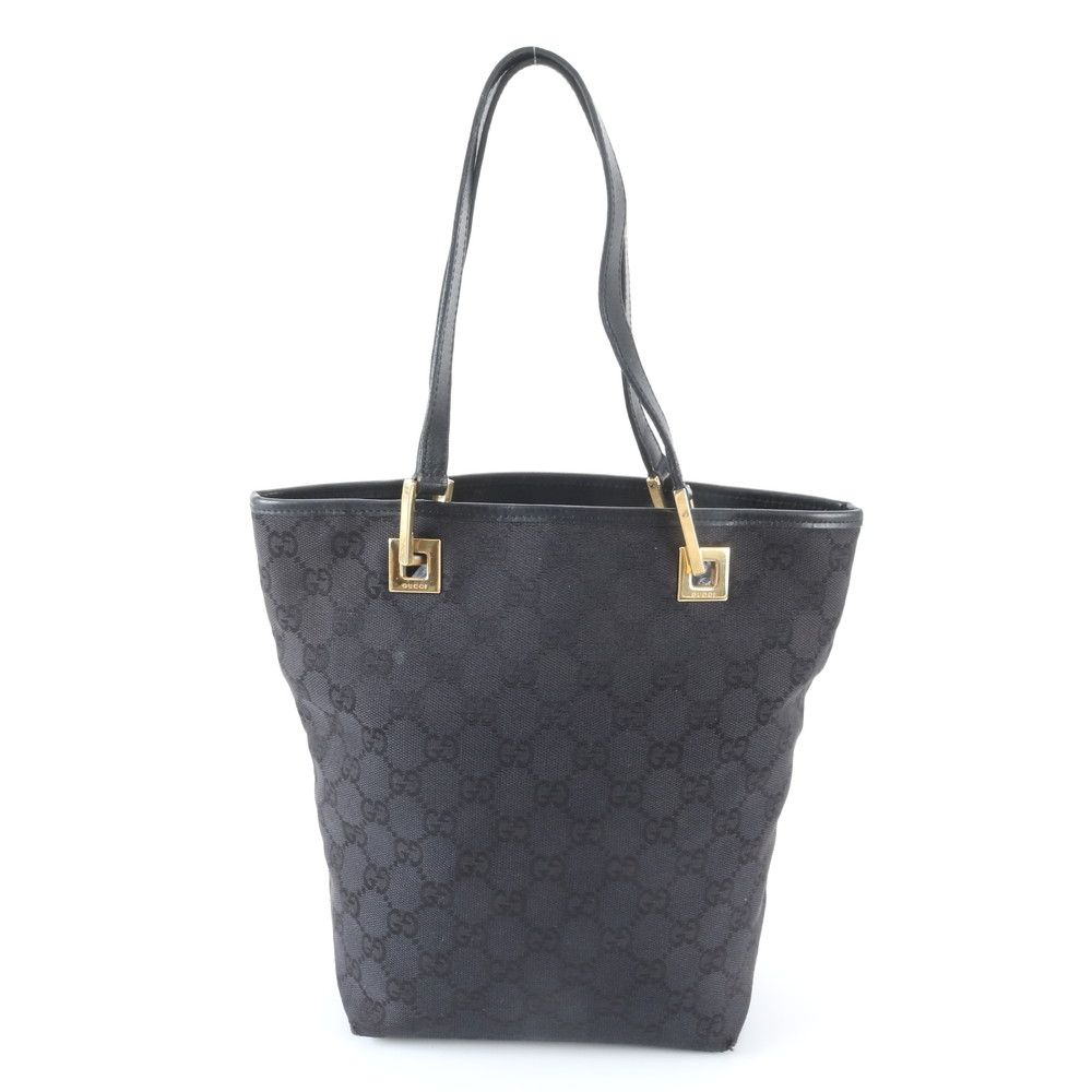 Gucci GG Canvas 002 Leather Tote Shoulder Hand Black — view 3