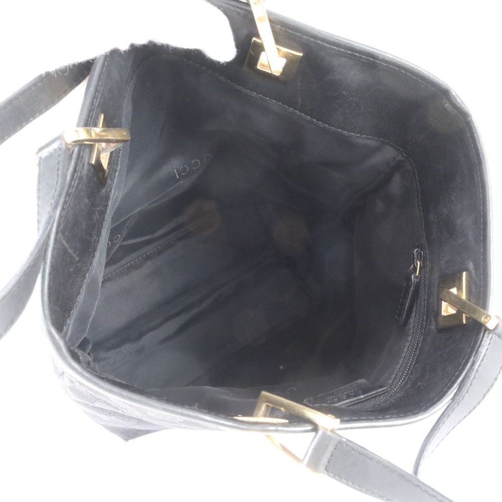 Gucci GG Canvas 002 Leather Tote Shoulder Hand Black — view 7