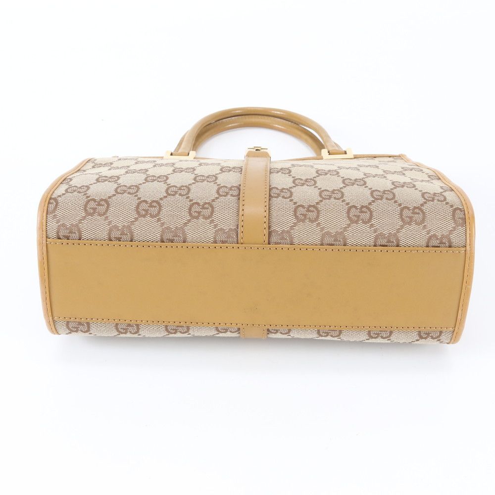 Gucci GG Canvas Jackie 002 Leather Handbag Tote Brown Gold — view 6