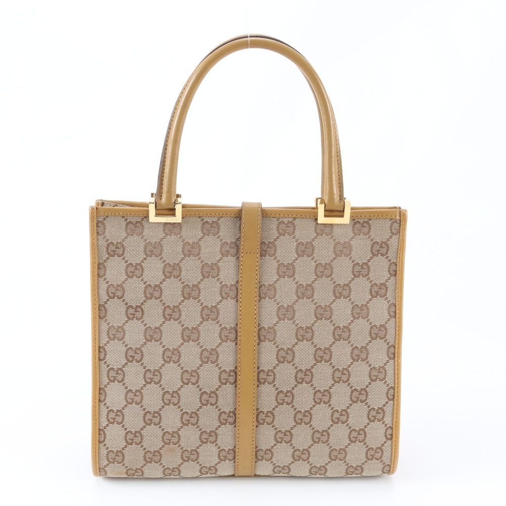 Gucci GG Canvas Jackie 002 Leather Handbag Tote Brown Gold — view 3