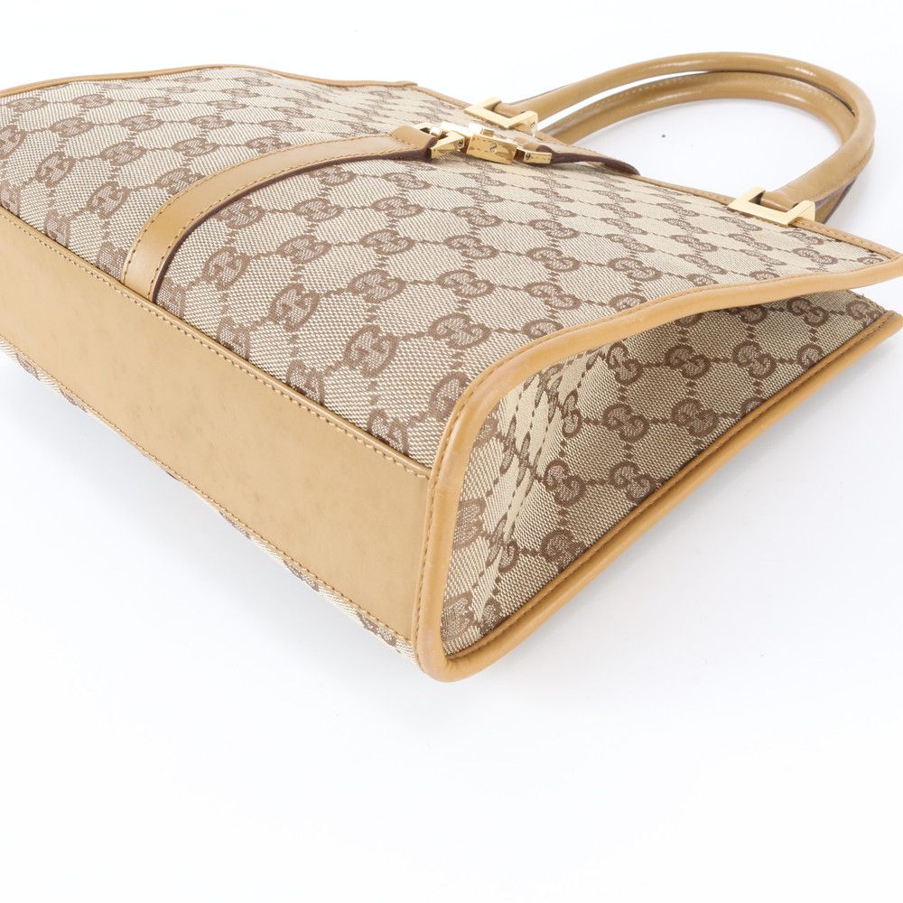 Gucci GG Canvas Jackie 002 Leather Handbag Tote Brown Gold — view 4