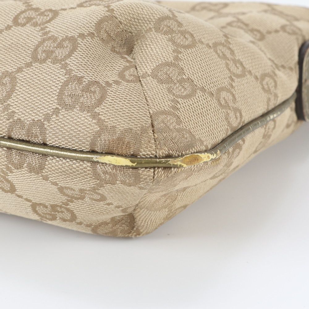 Gucci GG Canvas Leather Shoulder Bag Crossbody Beige — view 8