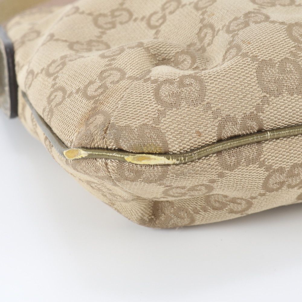 Gucci GG Canvas Leather Shoulder Bag Crossbody Beige — view 9