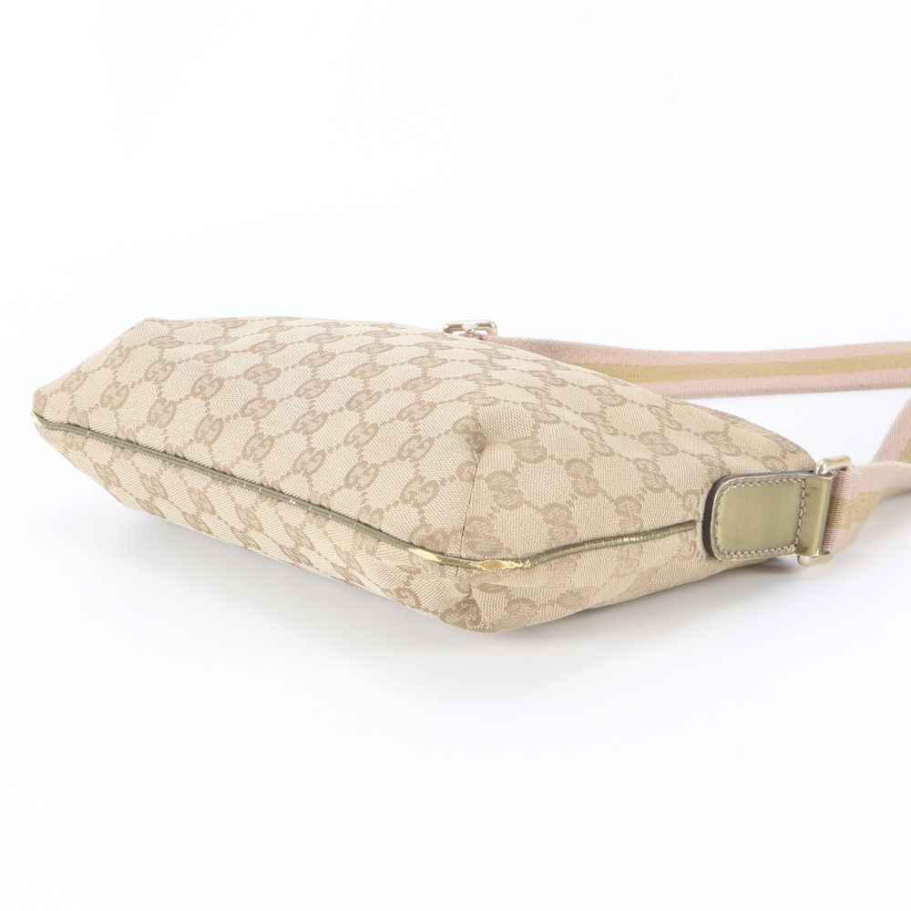 Gucci GG Canvas Leather Shoulder Bag Crossbody Beige — view 4