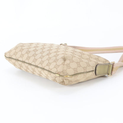 Gucci GG Canvas Leather Shoulder Bag Crossbody Beige — view 4